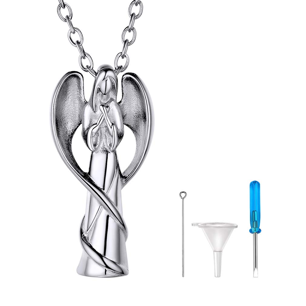 SupcareMens Cross Cremation Necklace,Customized Text Religious Urn Necklaces for Ashes (with Gift Packing)