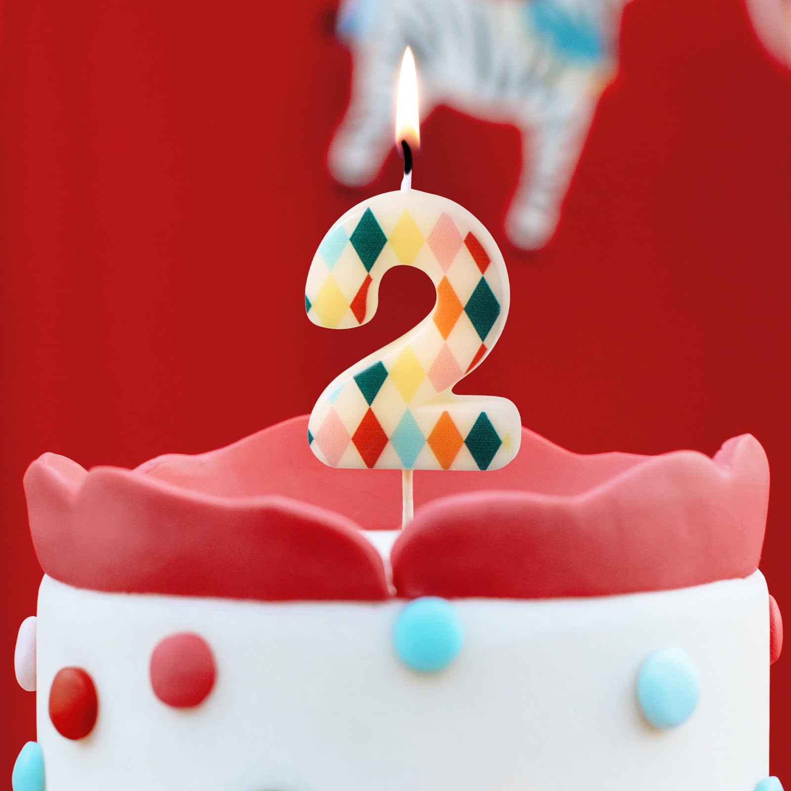 Elegant Number 2 Birthday Candle for Circus-Themed Party Celebrations Rhombus