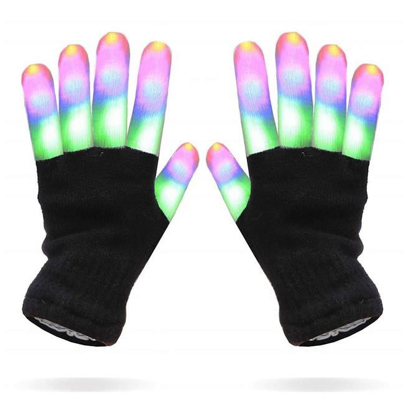 Stripes LEDs Black Gloves Multi Color