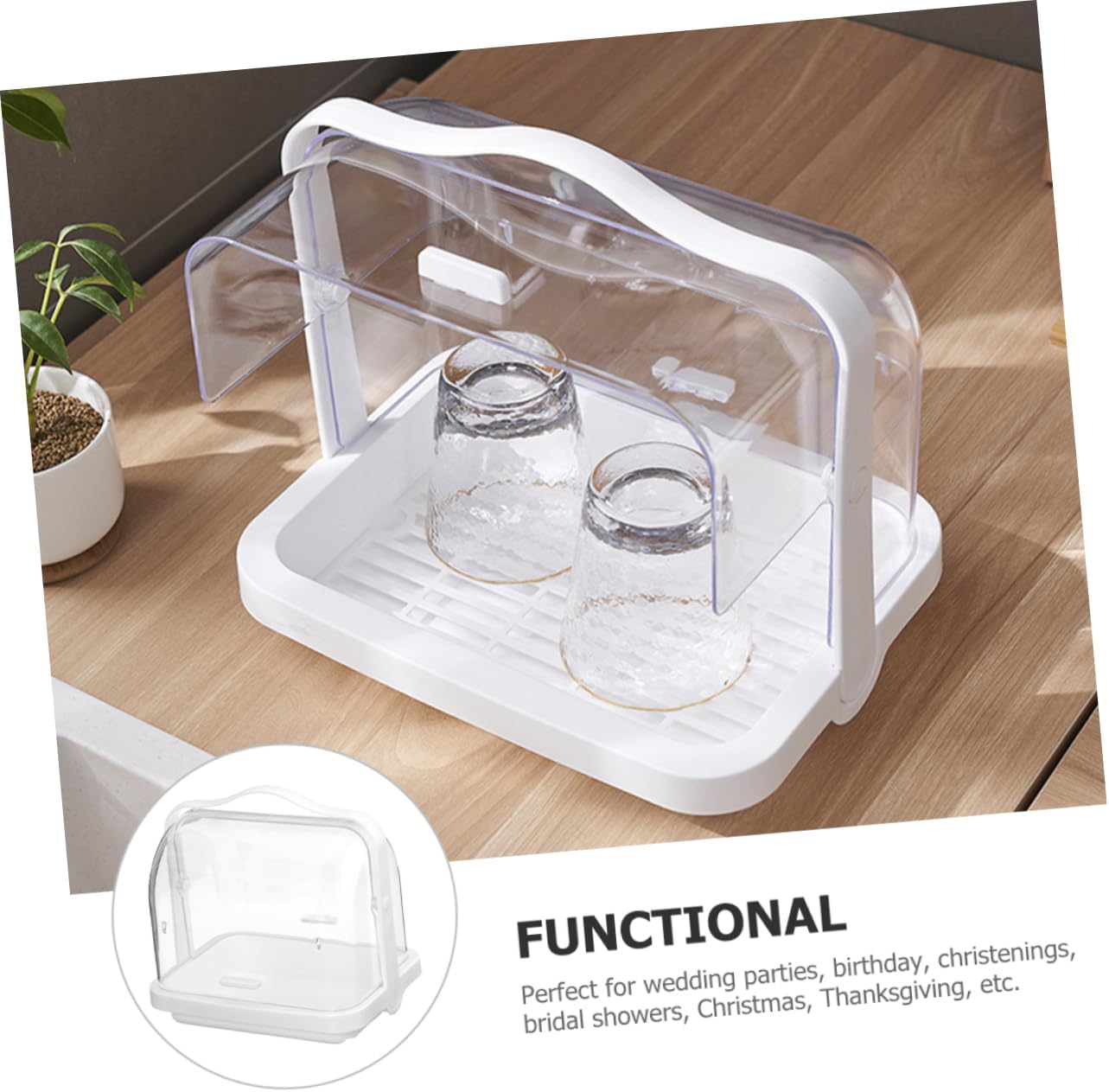 Transparent Handheld Cake Display Box Food Tasting Holder for Afternoon Tea Cupcake and Bread Storage Dust Design for Shops and Home Decor