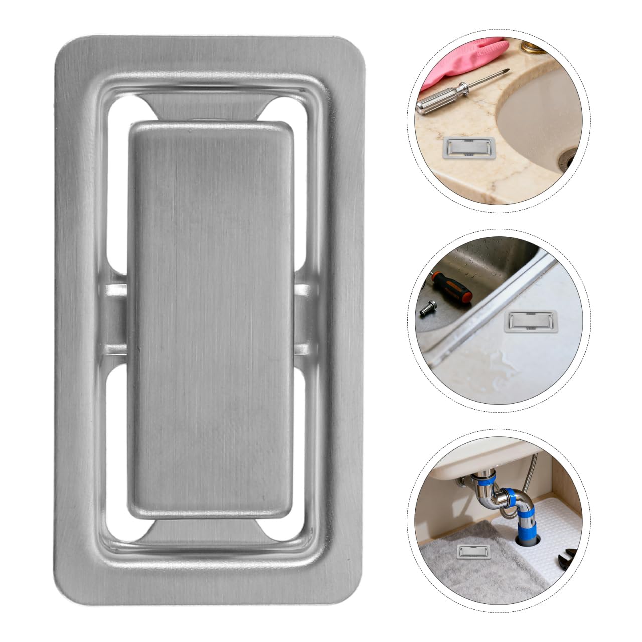 Operitacx Coperchio di Troppo Pieno per Lavabo Bagno in Acciaio Inossidabile Argento, Copri Lavello Rettangolare Elegante Protezione Contro Fuoriuscita Acqua per Installazione Fai-da-te