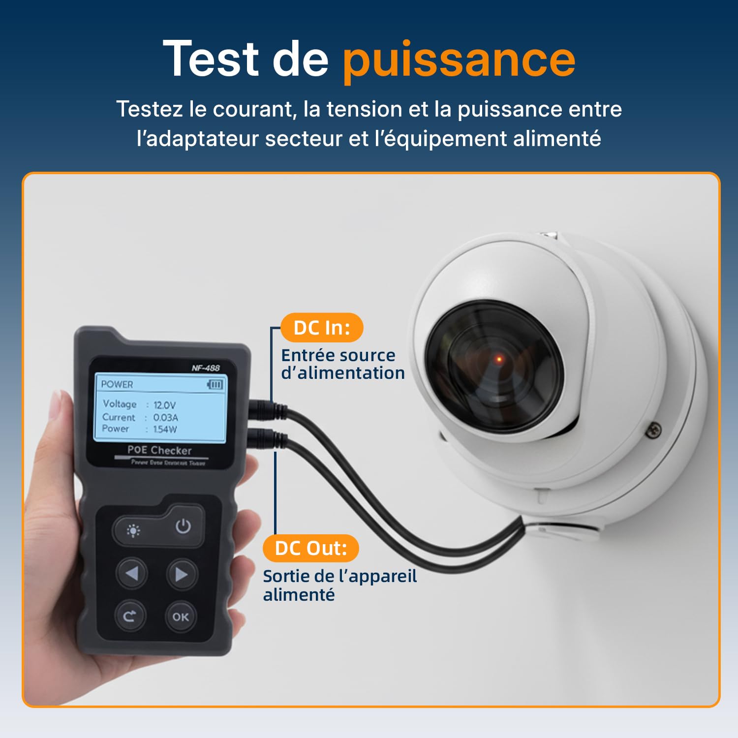 Mcbazel Testeur de Réseau RJ45 avec Testeur de Câble LCD, Testeur de Tension POE, Instrument de Mesure