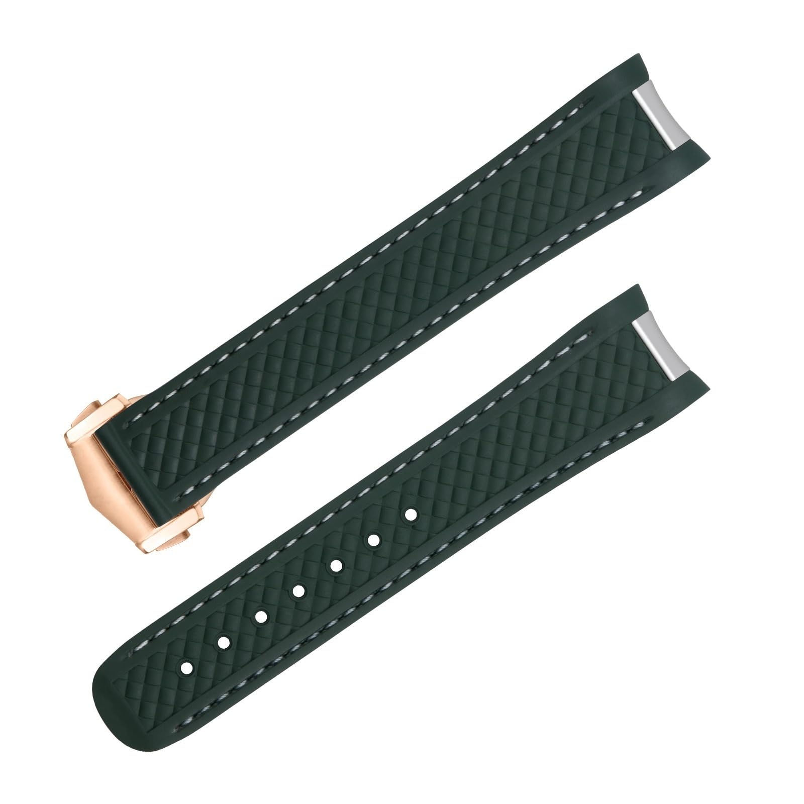 Bracelet caoutchouc fluoré Omega Seamaster Captain Gold Pointer 19mm - 7