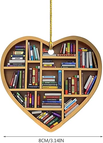 Miniatura 6 de 2 adornos de corazón para amantes de los libros, adorno acrílico para árbol de Navidad, decoración de libro de lectura, adorno de Navidad, regalo