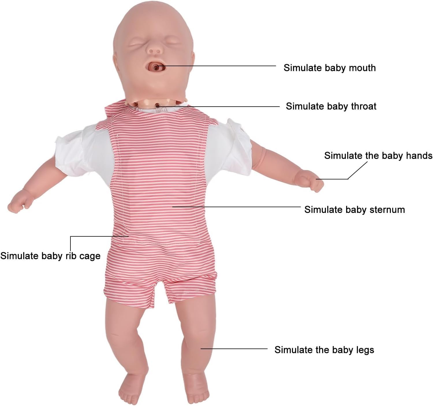 Maniquí de entrenamiento de primeros auxilios para RCP para bebés Maniquí de obstrucción de las vías respiratorias para bebés para práctica de RCP y procedimientos de rescate por asfixia, fácil de usa