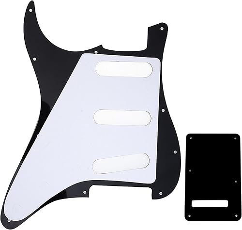 Miniatura 3 de Juego de carcasa para guitarra eléctrica Musiclily SSS 11 agujeros Stratocaster para Fender, hecho en MéxicoEE. UU., Perla negra