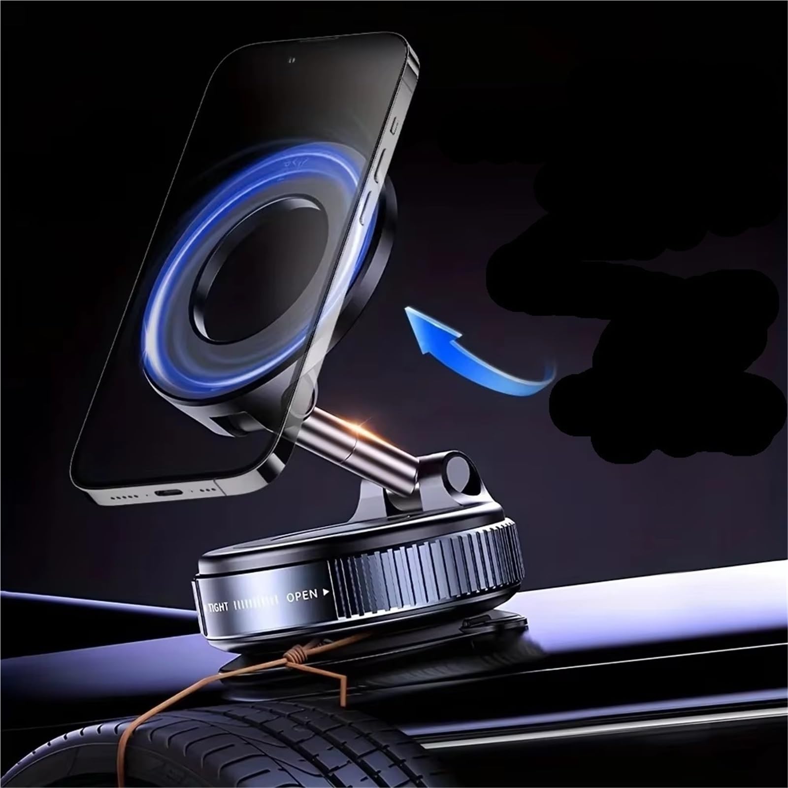 Soporte Magnético Universal Teléfono Rotación 360° Y Ventosa Parabrisas Delantero Compatible Ambos Lados Soporte Móvil Coche