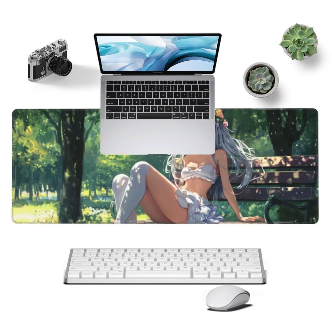 Podkładka pod mysz anime 150 x 80 cm, duża podkładka pod mysz, wodoodporna wróżka, podkładka pod mysz XXL, gamingowa podkładka pod mysz z antypoślizgową gumową podstawą podkładki pod mysz na akcesoria