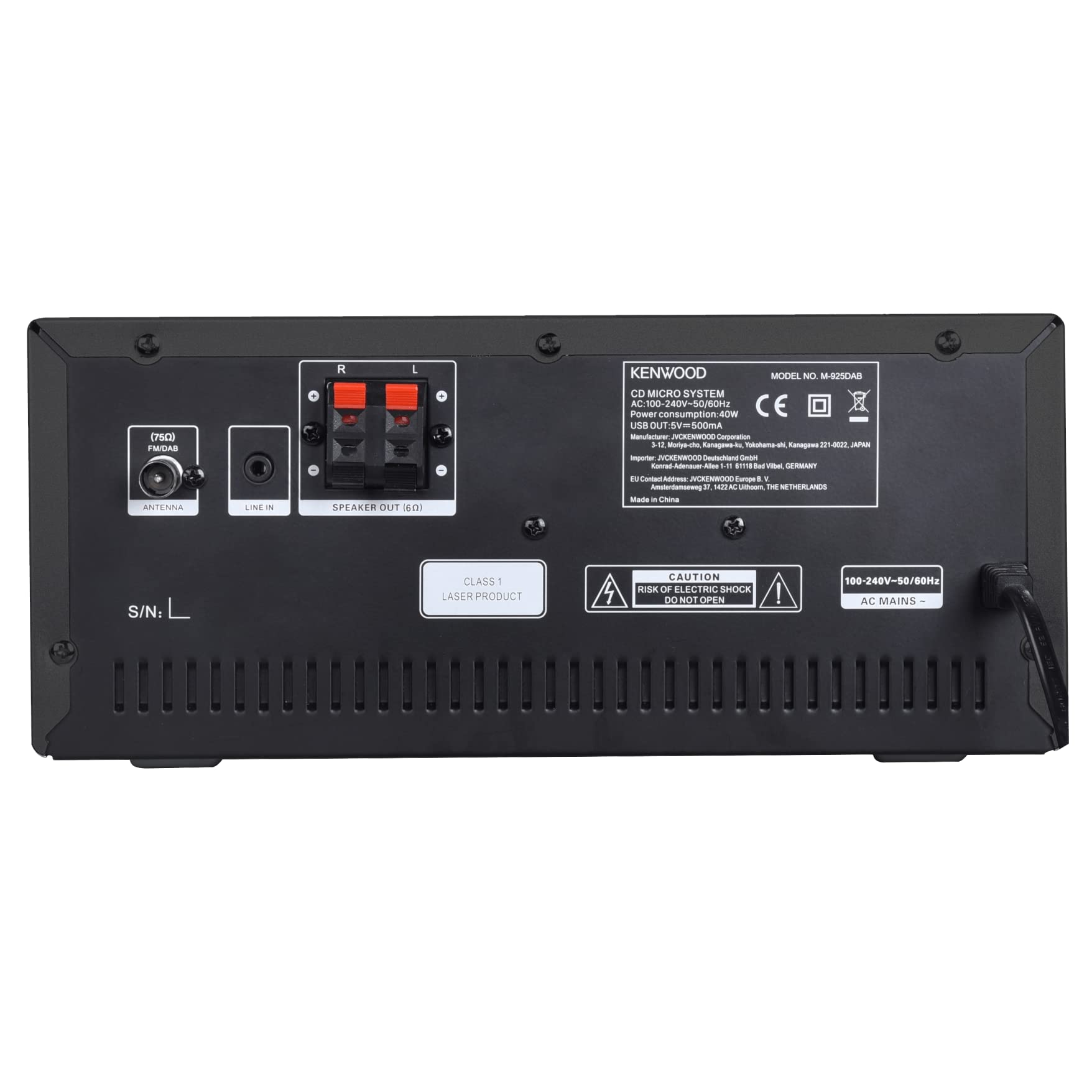 KENWOOD M-925DAB-B - Micro HiFi-System mit DAB+, CD, USB, Bluetooth, 2 x 50 Watt RMS und TFT-Display (Midnight Black)