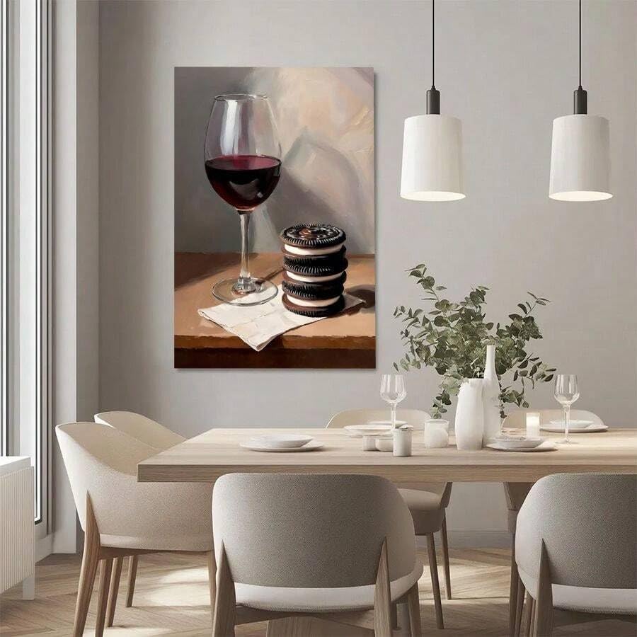 Impression sur toile Vin rouge et biscuits sandwich XINBAO 60x90 cm