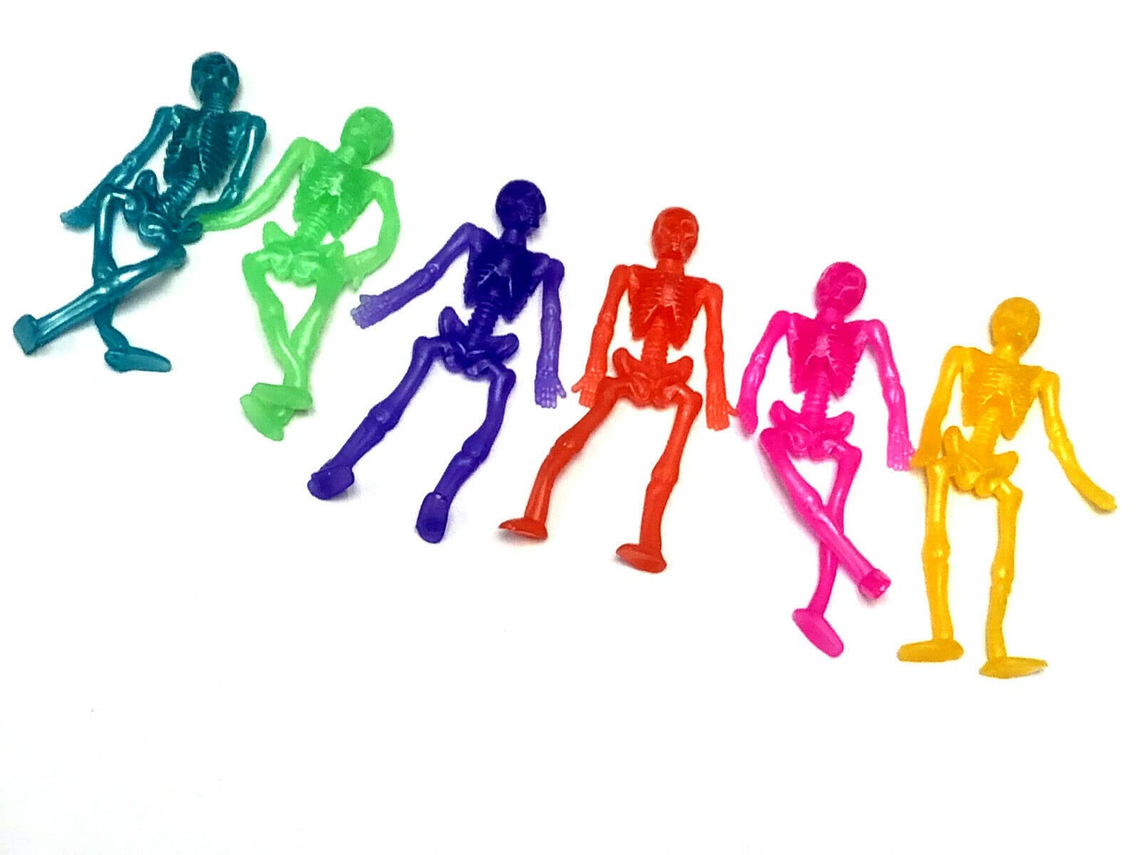 MVS Wholesale 12 x Assorted Colours Creepy Scary Stretchy Bendy Skeletons By Cathys Capsules, GreatHalloween Goodie Bags, Novelty Stretch ToysParty Games & Bag Favours, Multicoloured (STRETCHYSKE01)