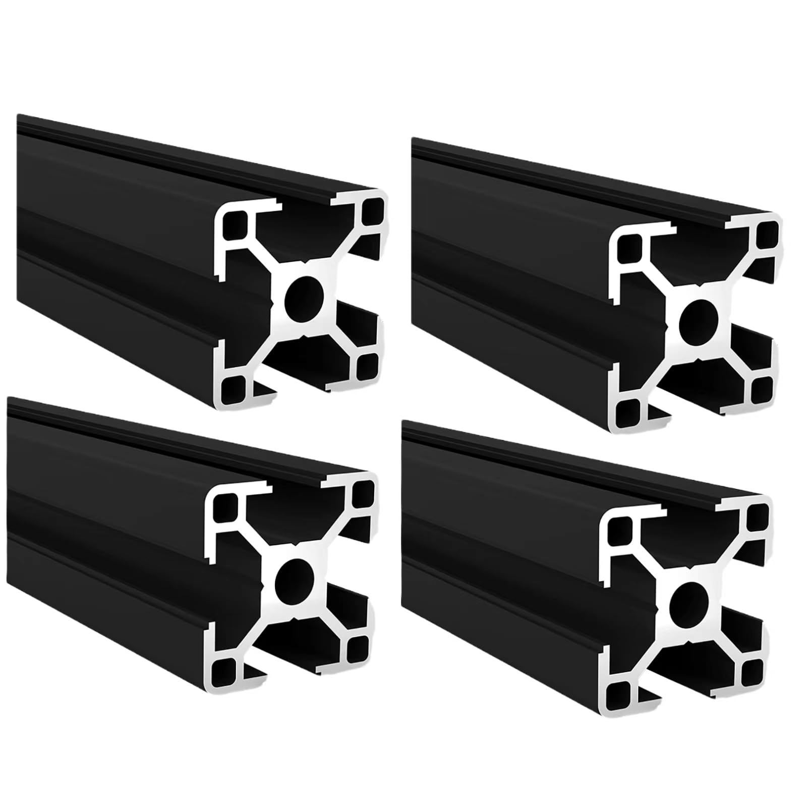 Kwweeoo 3030 Aluminum Extrusion T Slot 2150mm Long Black 4 Pack, Extruded Aluminum Profile T-Slot 30 Series European Standard Anodized Linear Rail 30 x 30 84.65