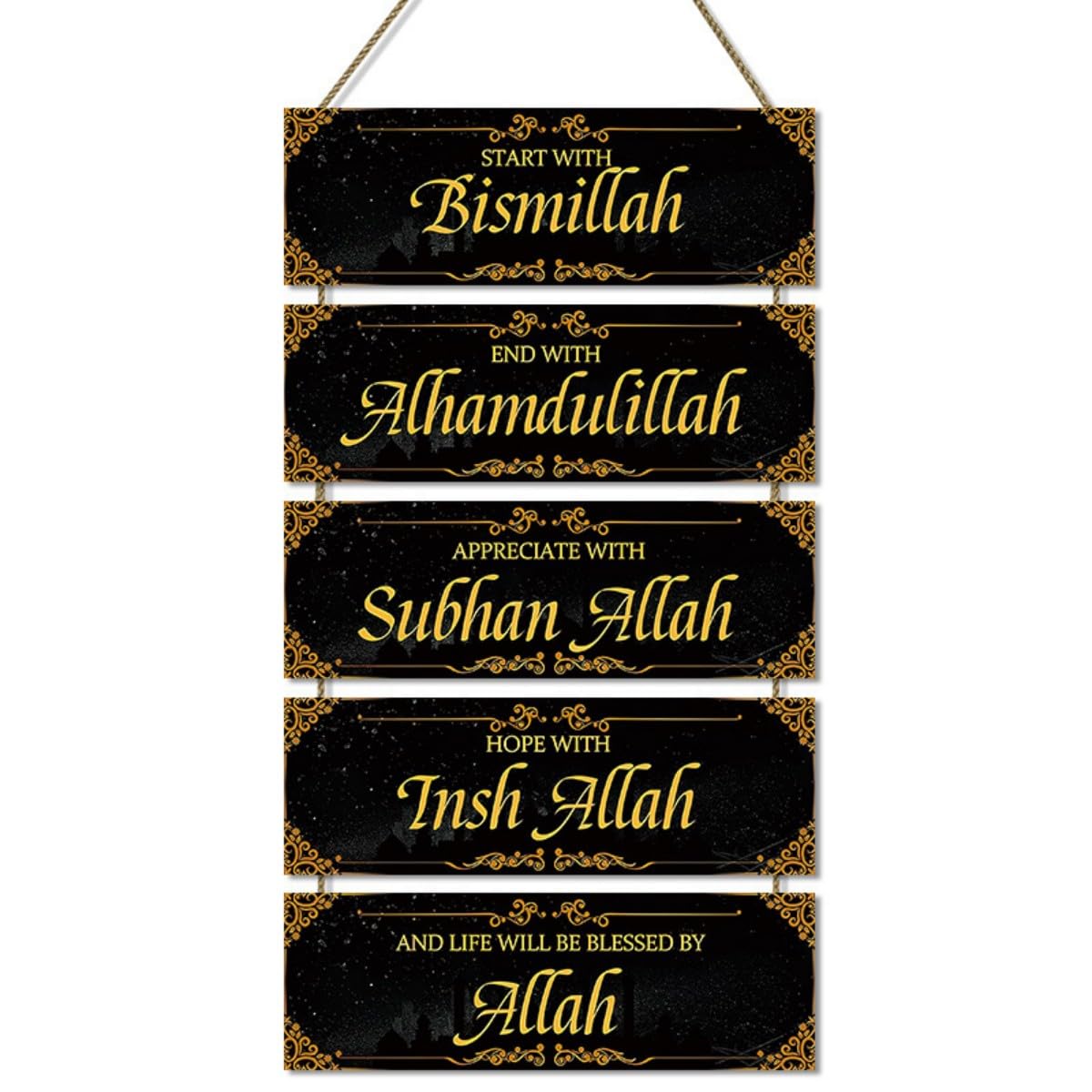 Kepuarm Women's A Islamic Wooden Wall Rt, Eid Ramadan Wooden Hanging Sign,Llah Decoration, Islamic Wall Decor Llah Pediment Inspirational Hanging Muslim Plaque For Men (A)