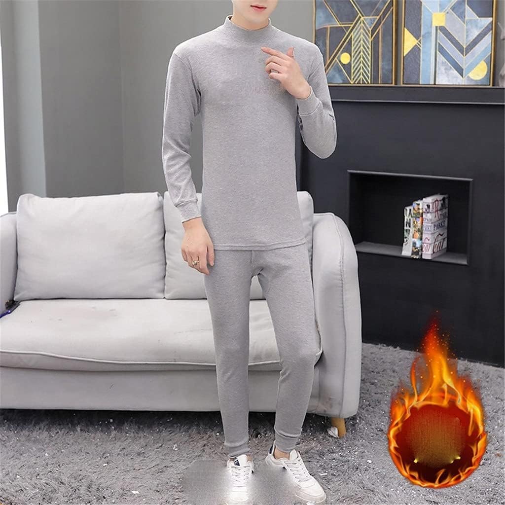 WPYYI Two-Piece Suit Winter Men's Plus Velvet Thick Thermal Underwear Suit Youth Slim Shirt and Underwear (Color : D, Size : XL Code) : Clothing, Shoes & Jewelry