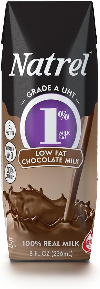 Natrel Milk 1%, Chocolate, 8 Ounce (Pack of 18)