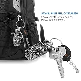Portable Pill Case Pill Container Waterproof Pill Holder with Keychain Bling Pill Box Medicine Dispenser Bottle Storage for Outdoor Camping Travel (Grey)