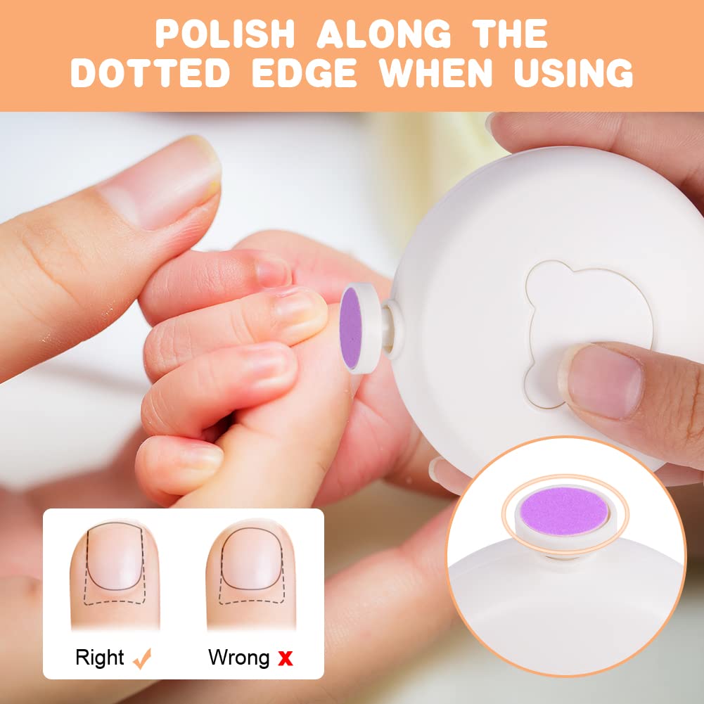 Vicloon Lime à Ongles Électrique pour Bébé,kit de Coupe-Ongles Électrique pour Bebe Alimenté par Pile avec 6 Têtes de Meulage pour Nouveau-né,Nourrisson,Enfants