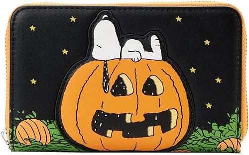 Loungefly Peanuts Great Pumpkin Snoopy - Cartera con cremallera para mujer Naranja Estándar Loungefly Peanuts Great Pumpkin Snoopy - Cartera con