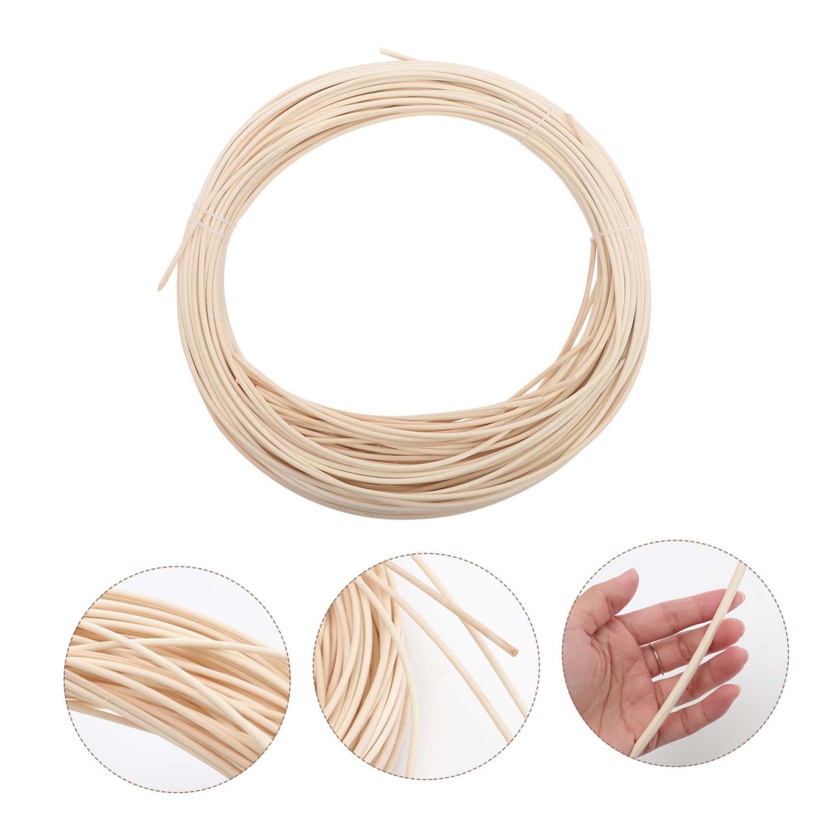 Hohopeti Natürlicher Rattan Cane Roll Rund Flechtmaterial für Lampenschirme Korbflechten Stuhlreparatur DIY Möbel Geflecht Zubehör