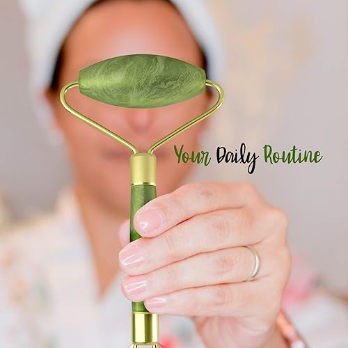 Miniatura 3 de Rodillo de jade natural Gua Sha Herramienta de drenaje linfático para cara, cuello, cuerpo Tratamiento antienvejecimiento Reduce arrugas y