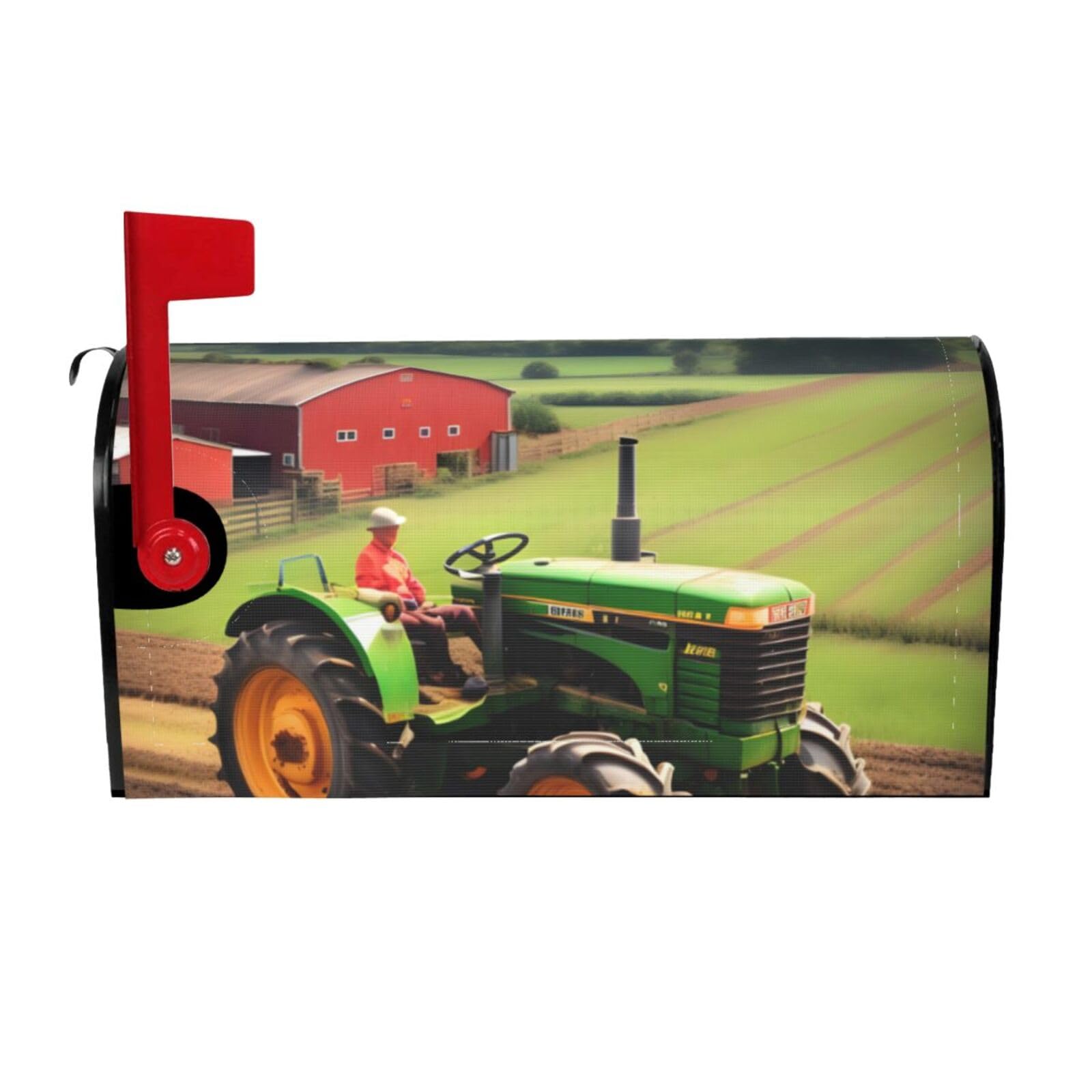 Tractor Farm Pattern Print Mailbox Cover Wraps Post Letter Box Cover Decor For Outside Garden Yard Farmhouse Home