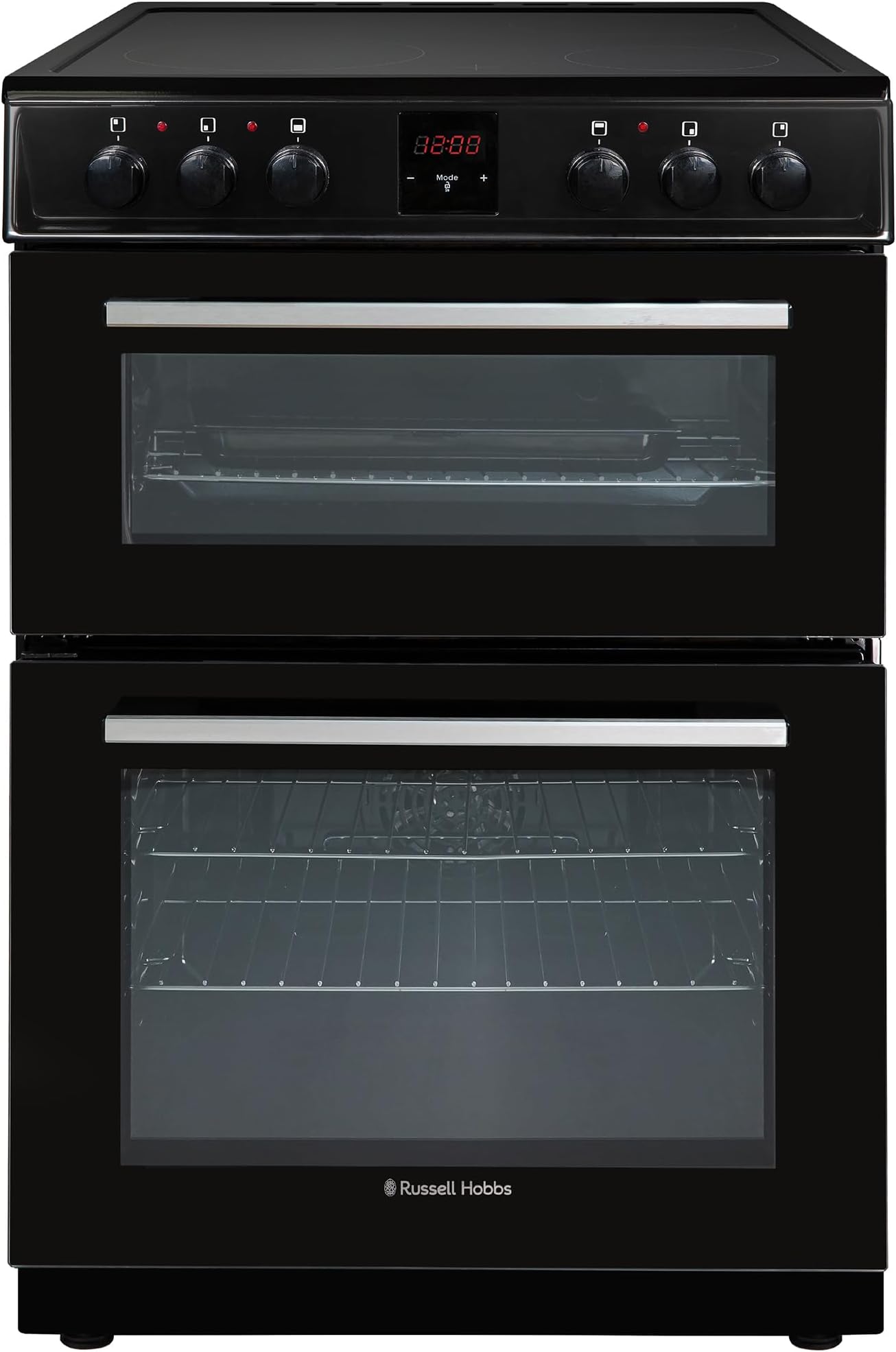 Russell Hobbs Electric Cooker 3 in 1 68L/37L Split Black Double Oven with 3 S...