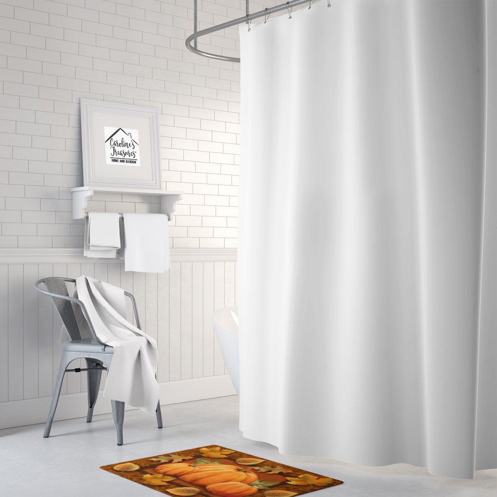 Caroline's Treasures PTW2009RUG Pumpkins and Fall Leaves Machine Washable Memory Foam Mat, Bathroom Rug, Non-Slip Bath Mat, Durable Thick Washable Rugs for Kitchen, Bathroom Quick Dry, Decorative Artw