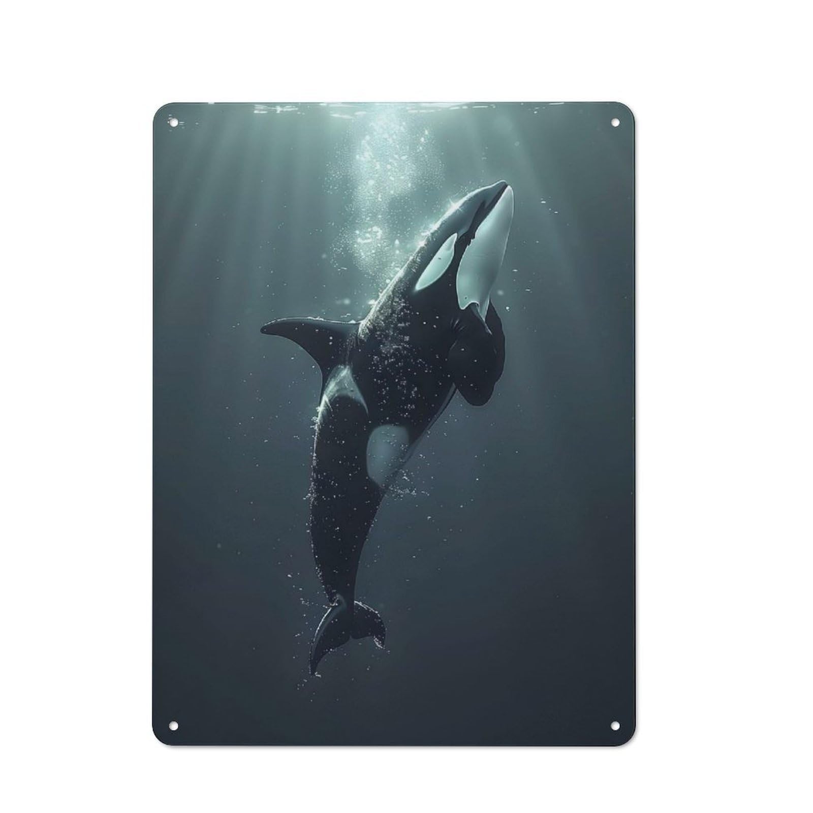 Junmoney Ocean Orca Whale Killer Rustic Tin Sign 40X30cm For Pub Or Café, For Collectors Building A Themed Wall Display