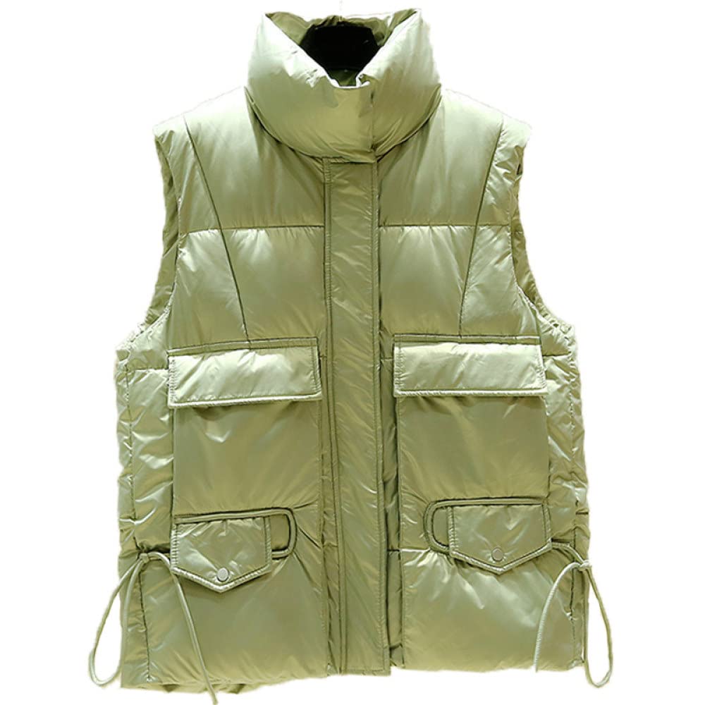 Doudoune Femme sans Manches, Weste Damen Gilet Matelassé Léger Col Montant Vert Chaud Rembourré Décontracté Steppweste Manteau d'hiver sans Manches pour Femmes Adolescent Bureau Sport De Plein