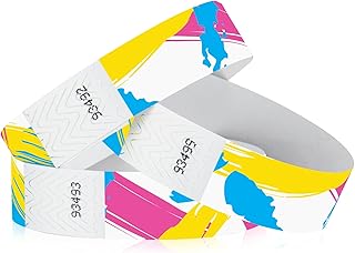 500 WristCo 90s Paint Stroke Tyvek Wristbands for Events – Security Cuts & Tamper-Proof Design to Prevent Reuse – Premium-Grade Bracelets for Hospital & Medical ID, Party & VIP Identification