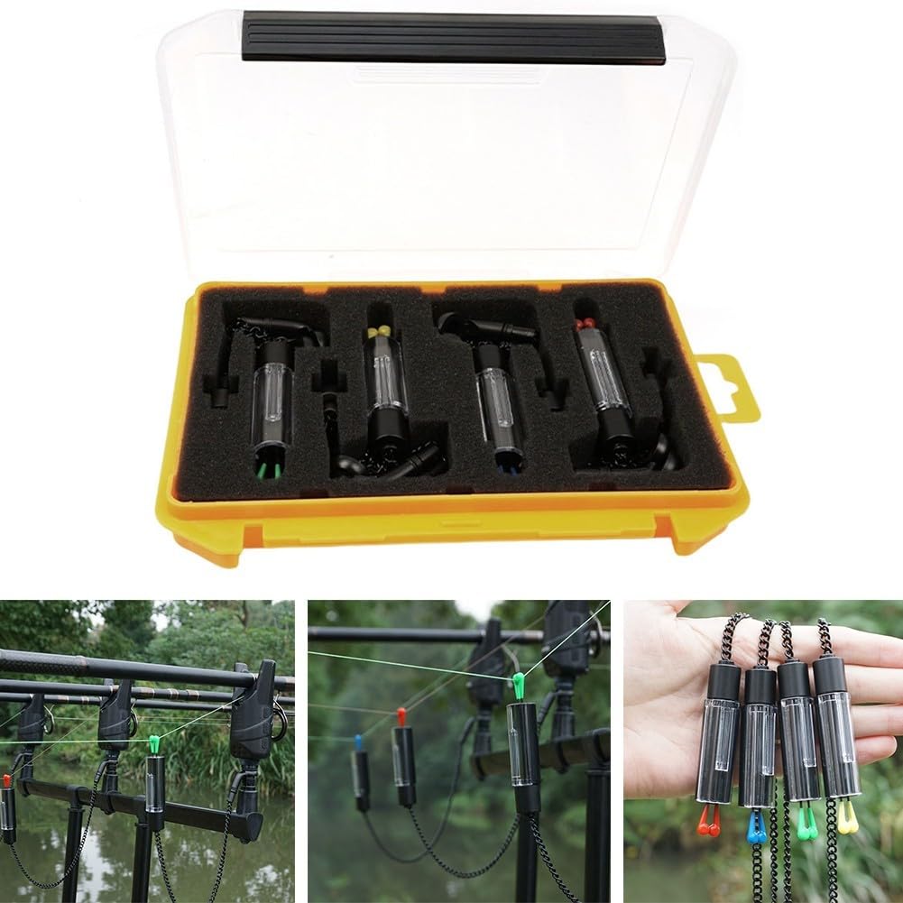 Indicatori LED per pesca alla carpa con catena in metallo morbido e tubi fluorescenti per pesca notturna, set verde blu rosso giallo