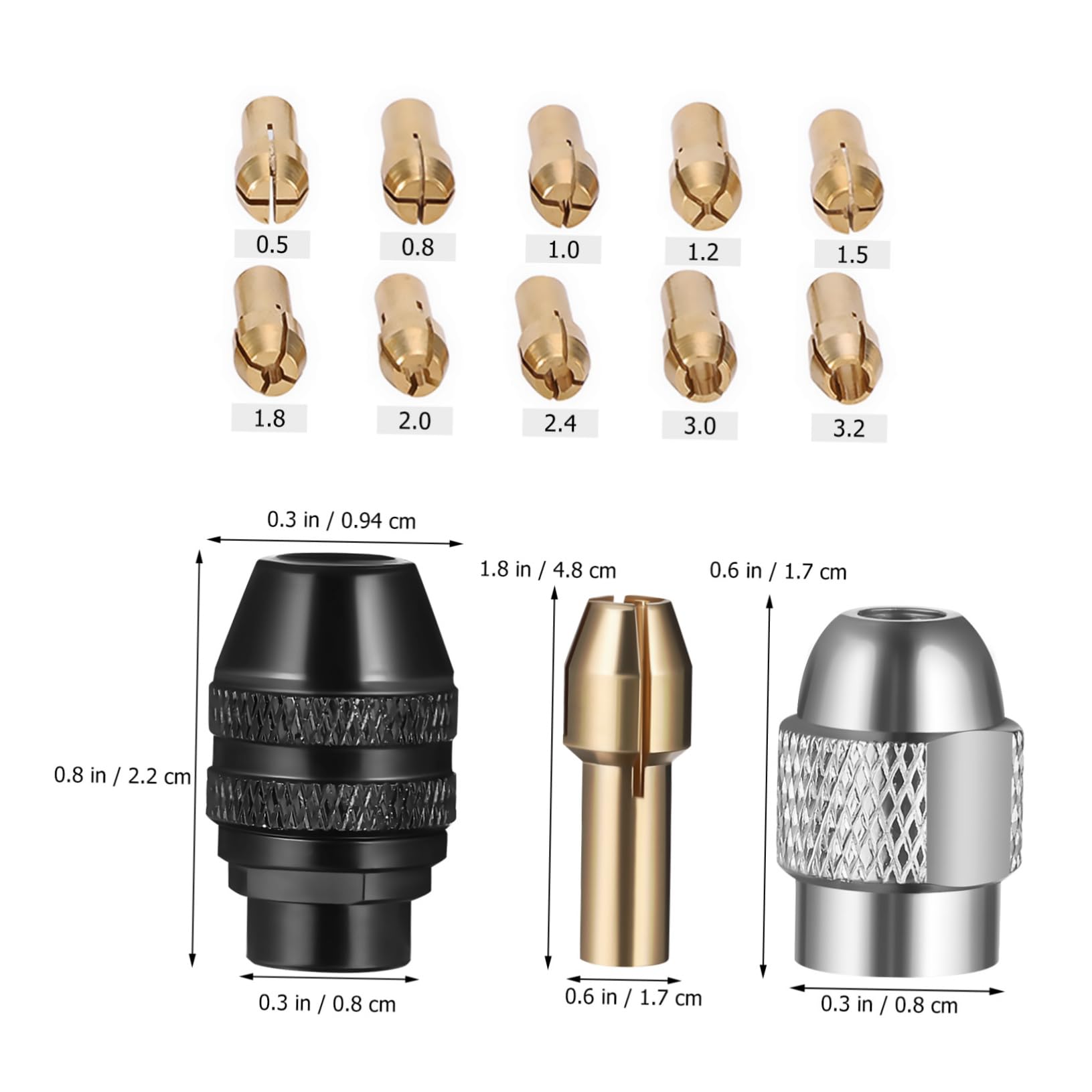 DOITOOL Universal Drill Chuck Bit Collet for Power Tools Copper Construction 15-piece Set Secure Grip for Drilling Grinding