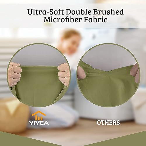 Miniatura 5 de YIYEA Sábana bajera tamaño King con funda de almohada, 1800 hilos de microfibra cepillada de alta calidad, bolsillo profundo de hasta 16 pulgadas,