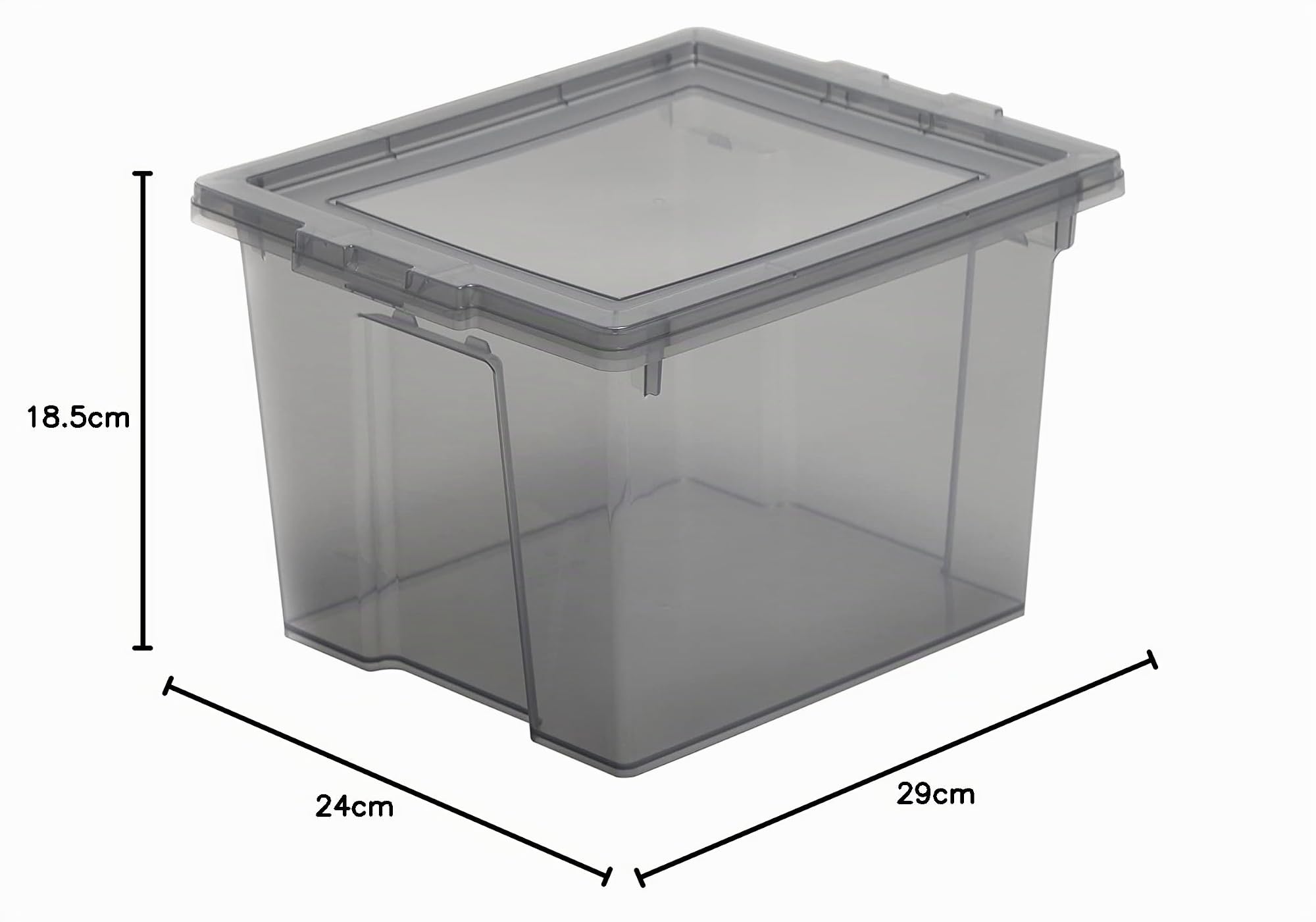 Iris Ohyama, Caja de almacenamiento de plástico, Caja de almacenamiento de oficina de 10 l, Lote de 8, Sin BPA, DDUSB-S, Gris, Apilable, Clips de cierre- A29 x F24 x A18,5 cm