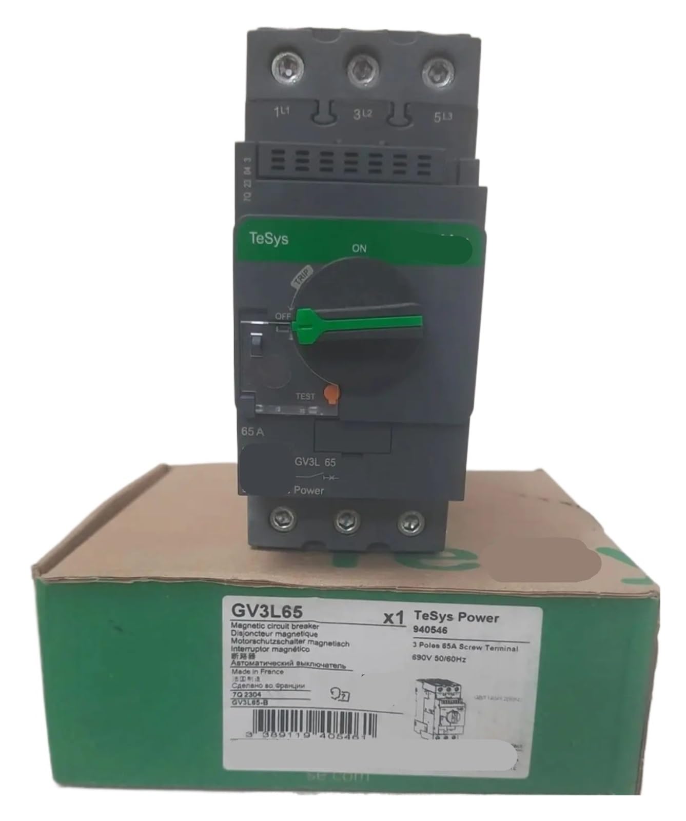 CJKXPZMH GV3L65 GV3-L65 circuit breaker, GV3, 3P, 65 A, rotary handle
