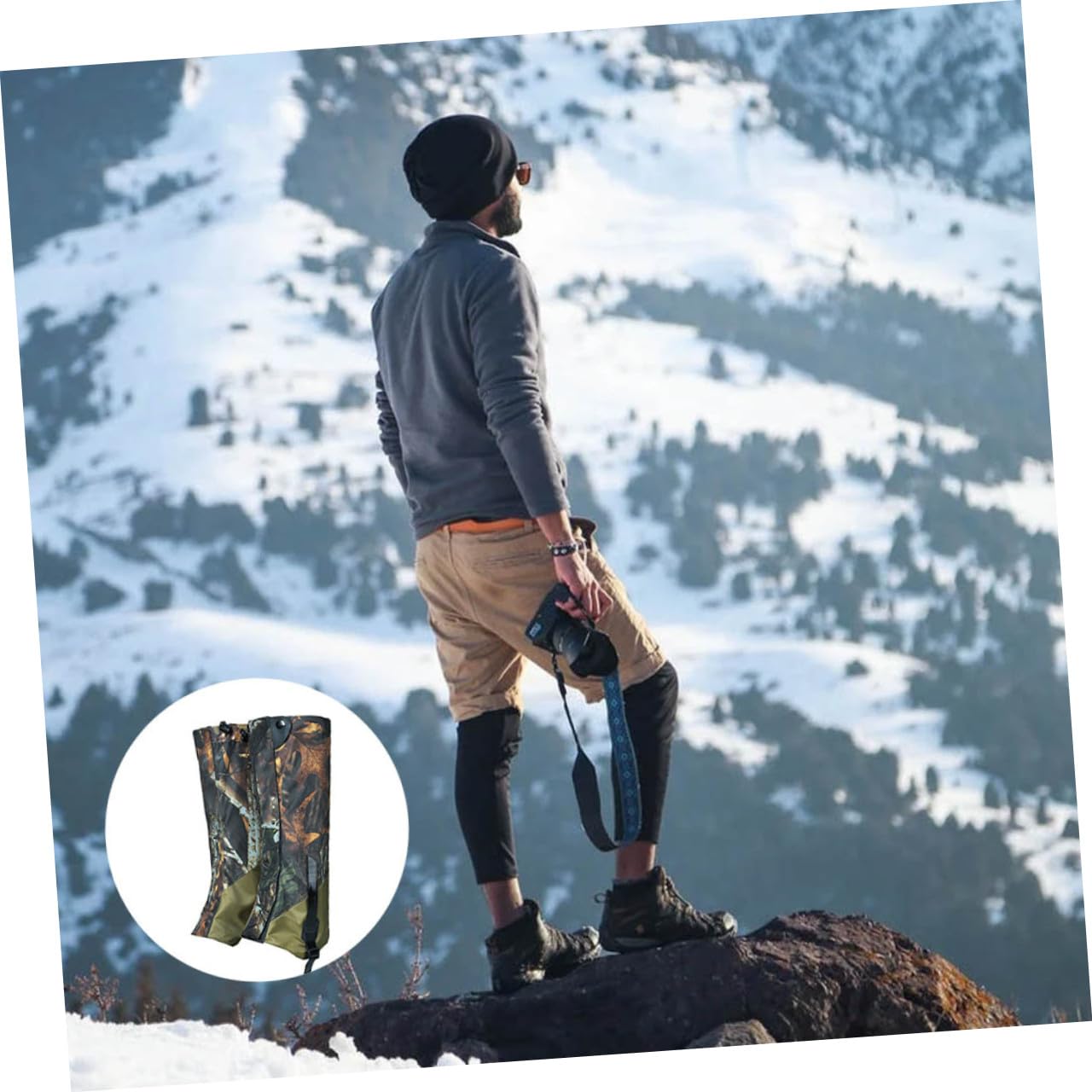 Abaodam Outdoor Gamaschen Verschleißfeste Schneestiefelgamaschen aus Oxford Stoff Atmungsaktive Beinschutz für Bergsteigen und Wüstendurchquerungen 1 Paar Fußabdeckung mit Leichtem Design