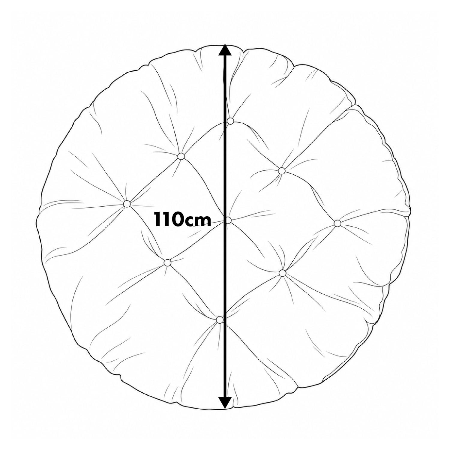 Green Blue GB243 GR Rundes Gartenkissen, 110 cm, für Storchennest, Kokon und Papasan-Sessel, grau, Dicke 13–15 cm, gesteppt, Füllung: Silikonkügelchen (Kokon ist Nicht im Lieferumfang enthalten)