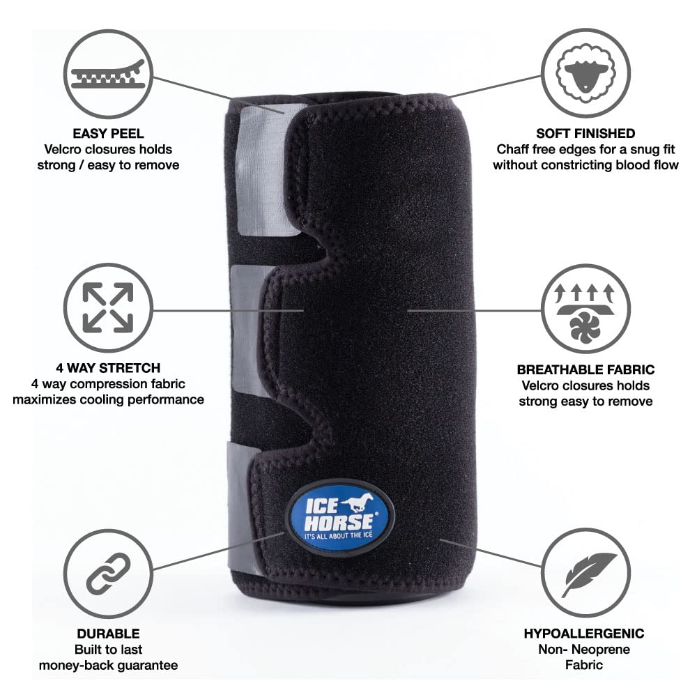Ice Horse Pair of Tendon Leg Wraps for Equine Therapy - Comes with 4 Ice Packs