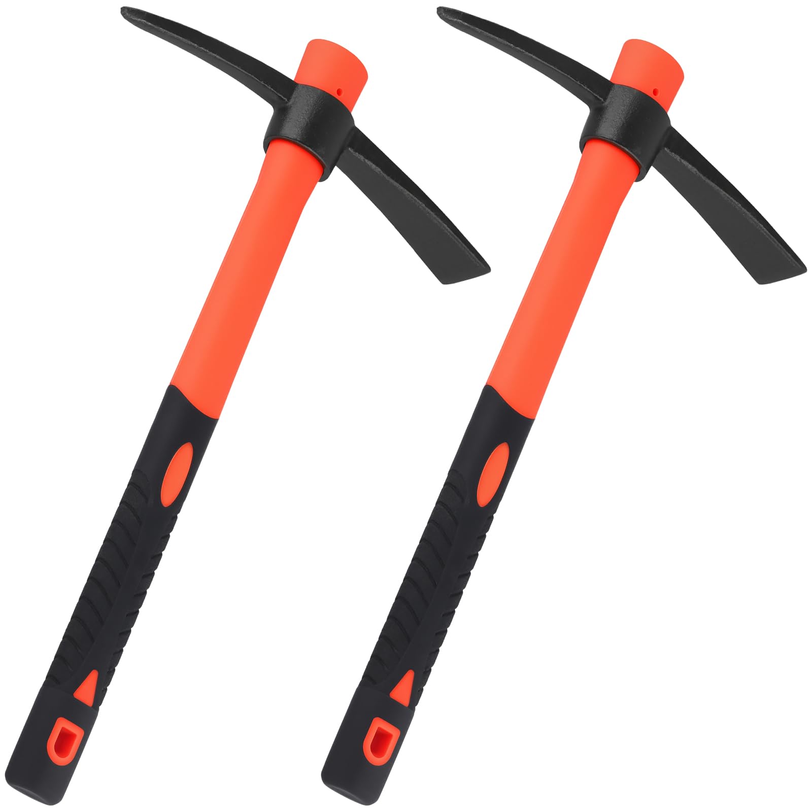 Lot de 2 pioche pointue rouge - 38 x 23 cm - Avec manche - Pour jardin, sol