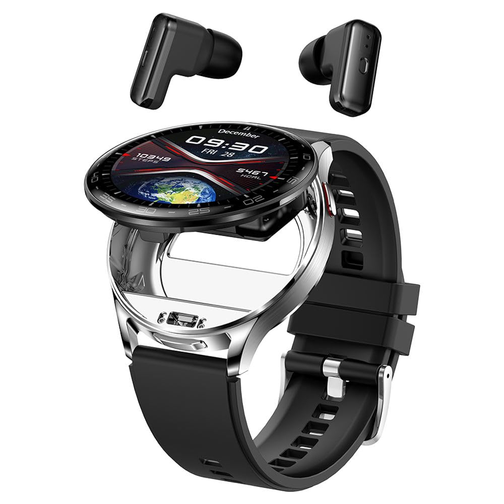 saaviq smart watch with wireless earbuds, 2-in-1 bluetooth calling smartwatch, ip67 waterproof, sleep monitoring, fitness tracking, smart watch for men and women