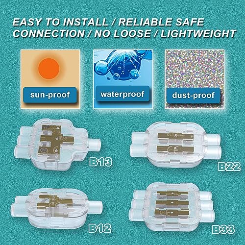 Image of Quick Inserted IP68 Moisture Guard Weatherproof Single-core Cable Junction Box for 0.5mm - 4mm Hard Wire Lawn Mower Swimming Pools and Other Applications (B12 10pcs)