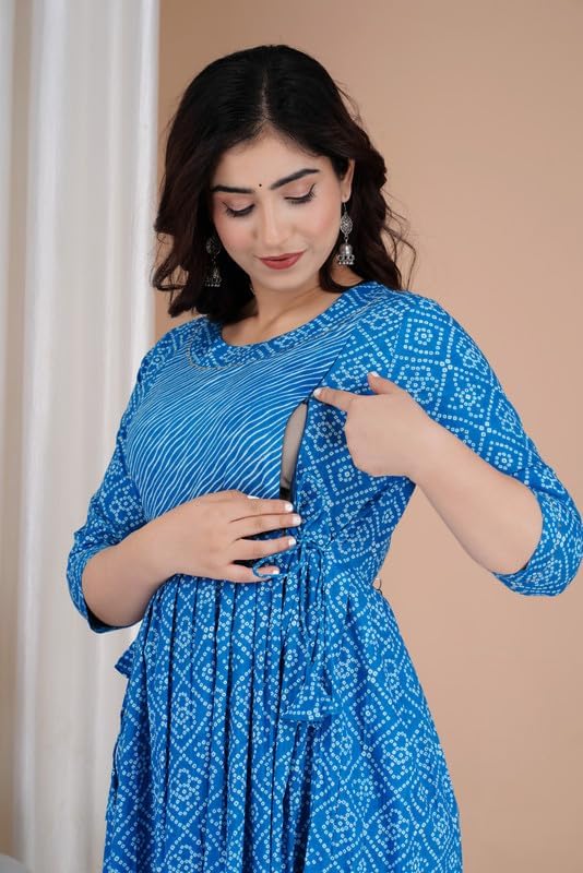 Image of Women's Maternity Kurti for Feeding Zippers |Easy Breastfeeding Kurti for Nursing Pre and Post Pregnancy (Combo of 2 Kurti)
