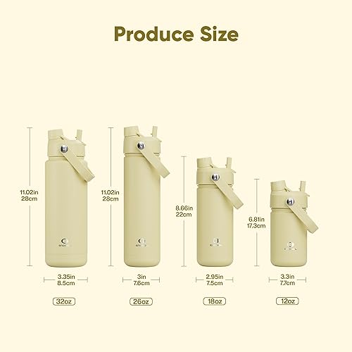 Miniatura 229 de ENCOOL Botella de agua aislada con popote, de acero inoxidable, a prueba de fugas, sin BPA, al vacío de doble pared que se mantiene fría durante 24
