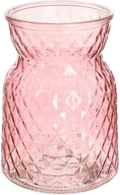 Textured Pink Glass Flower Bud Vase Jar Home Decoration Decor Ornament