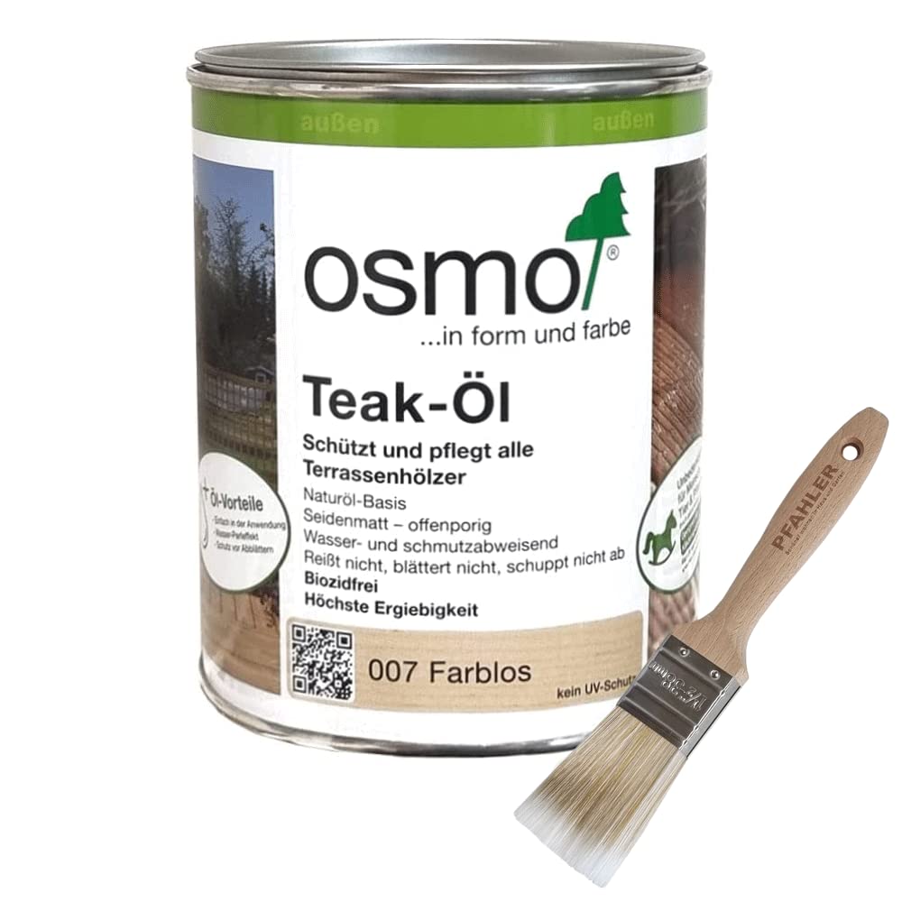 Osmo Teak-Öl 007 750 ml, Farblos Terrassen-Öl Einfach aufzufrischen, kein Schleifen und keine Grundierung notwendig