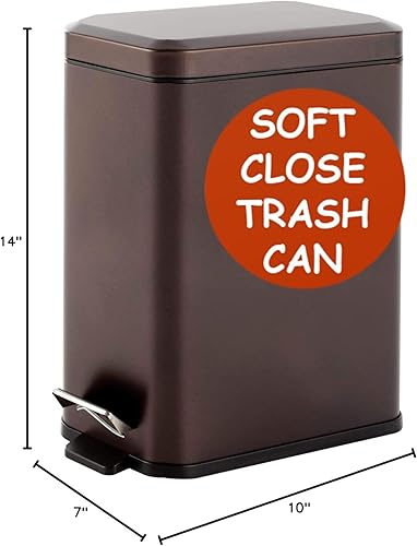 Miniatura 8 de Bote de basura rectangular de 10 litros con forro antideslizante y tapa, úsalo como mini cesta de basura, cubo de polvo delgado o decoración en