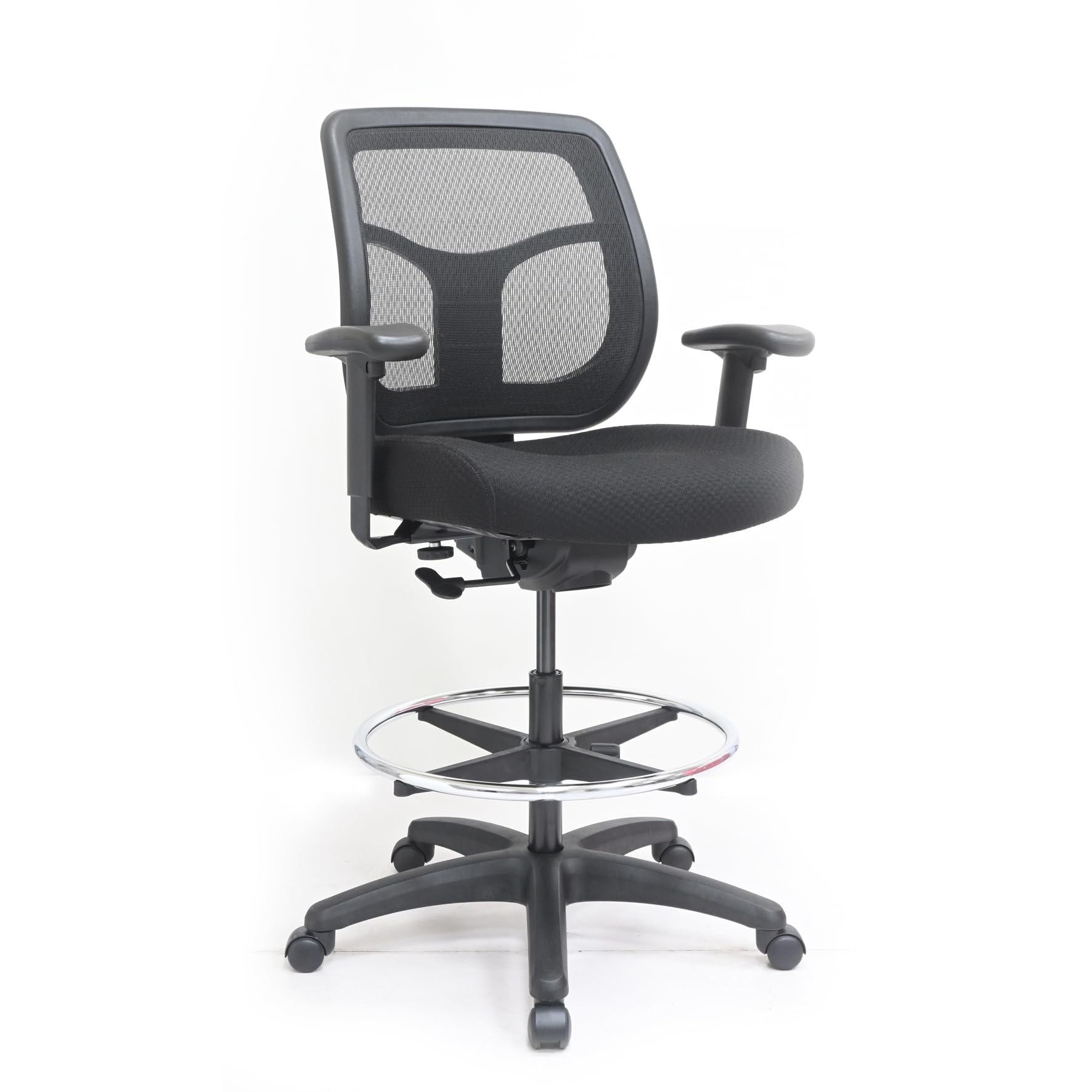 Eurotech Seating Apollo Ergonomic Office Drafting Stool with TEMPUR® Cushioned Seat, Mesh Back, and Foot Ring, Swivel Executive Task Office Chair,