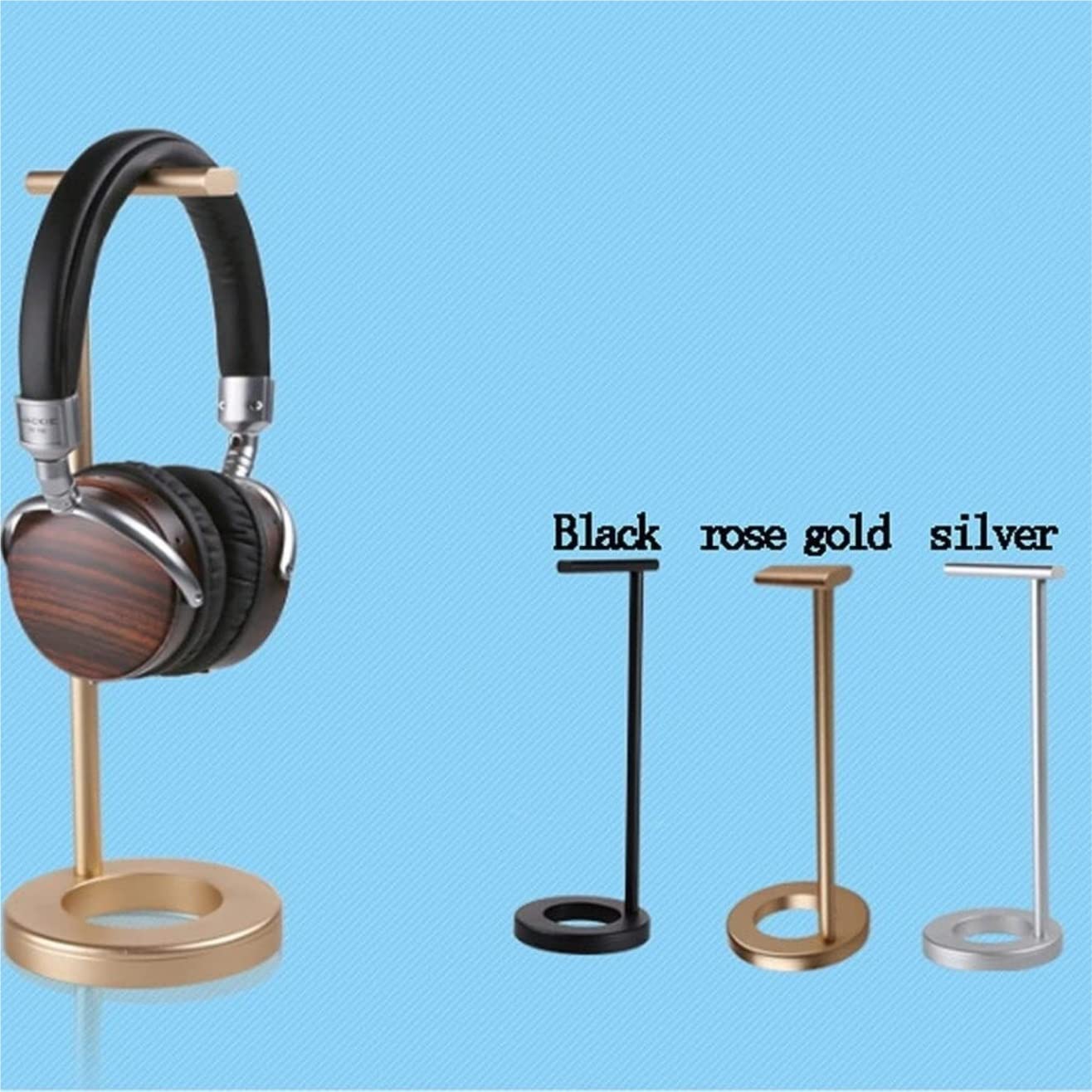 Support pour Casque Audio, Support De Casque en Métal Stéréo Simple Adapté À Tous Les Casques Accessoires Bureau(Gold,A)