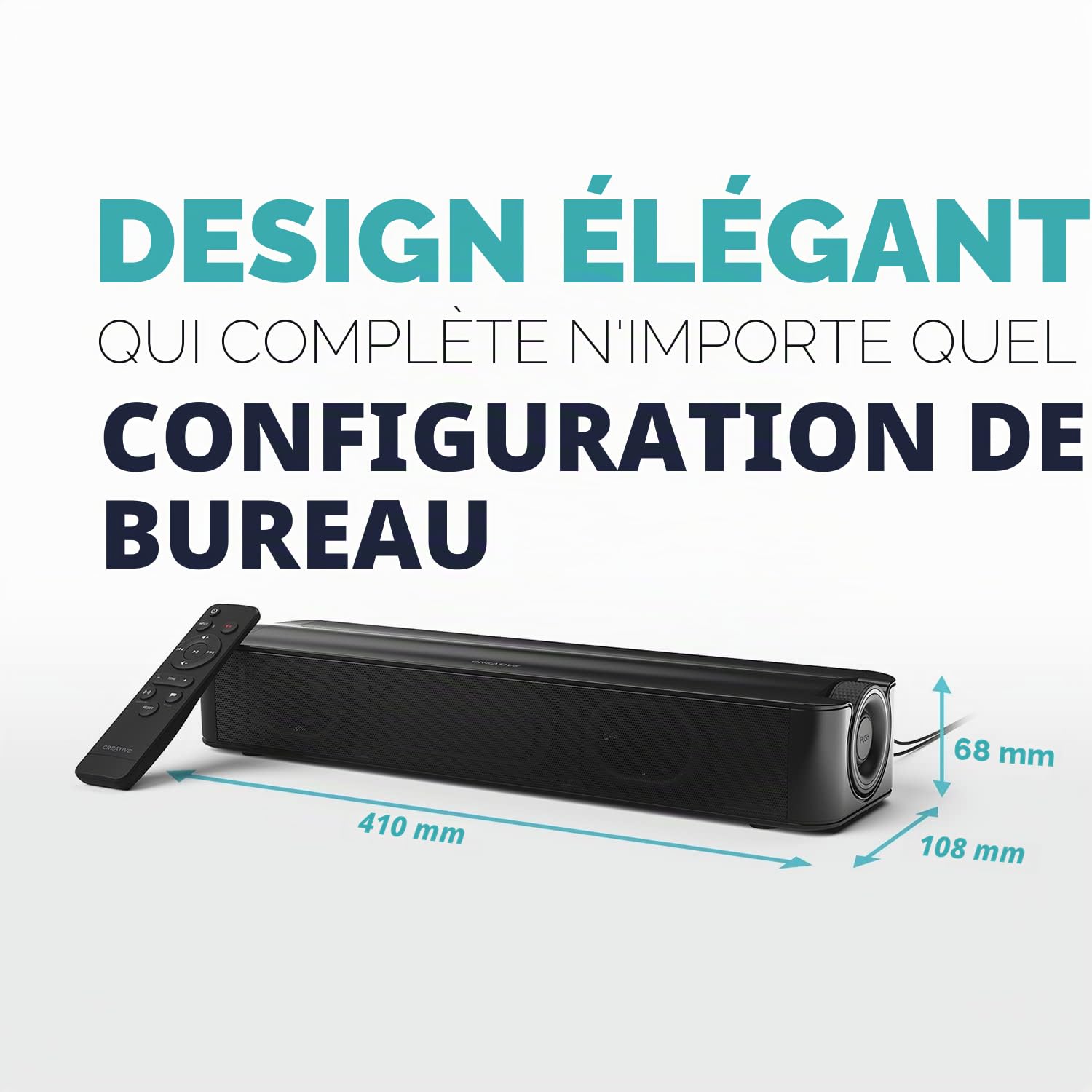 CREATIVE Stage SE Barre de Son sous-Moniteur avec Audio numérique USB et Bluetooth 5.3, Clear Dialog et Surround par Sound Blaster, alimentée par Un Adaptateur Secteur