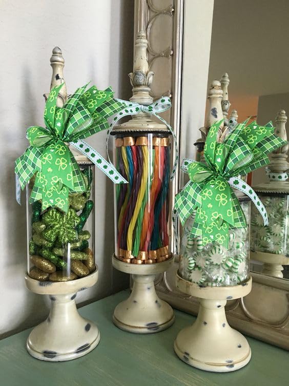 Large St. Patrick's Day Bows for Wreath 10X12 inch Green Shamrock Bow Tree Topper Bows for Front Door Saint Patrick's Day Decorations Supplies - Image 3